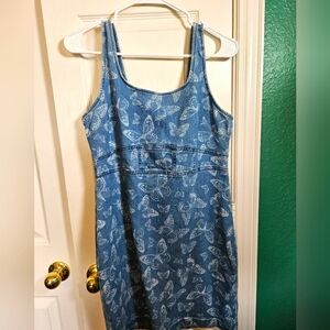 Blue Butterfly Print Dress